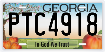 GA license plate PTC4918