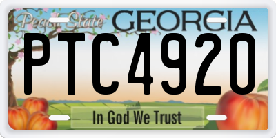 GA license plate PTC4920