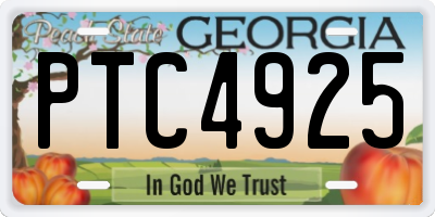 GA license plate PTC4925