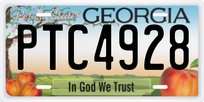GA license plate PTC4928