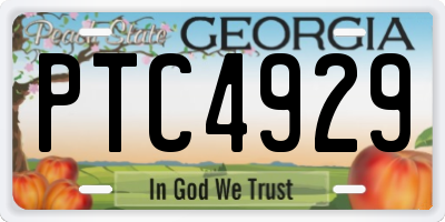 GA license plate PTC4929