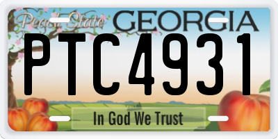 GA license plate PTC4931