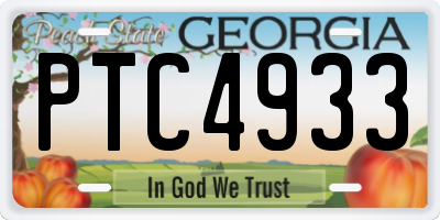 GA license plate PTC4933