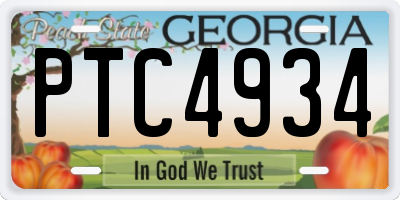 GA license plate PTC4934