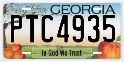 GA license plate PTC4935