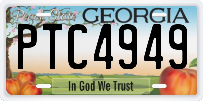 GA license plate PTC4949