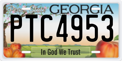 GA license plate PTC4953