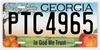 GA license plate PTC4965