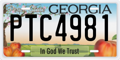GA license plate PTC4981