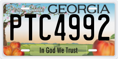 GA license plate PTC4992