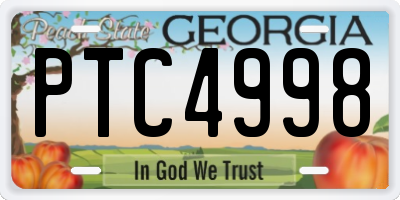 GA license plate PTC4998