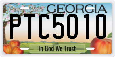 GA license plate PTC5010