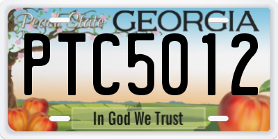 GA license plate PTC5012