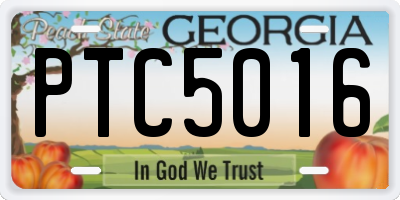 GA license plate PTC5016