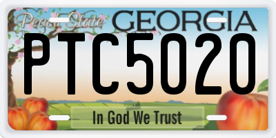 GA license plate PTC5020