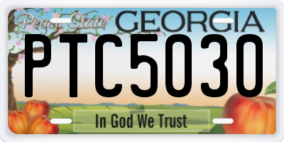 GA license plate PTC5030