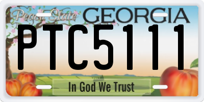GA license plate PTC5111