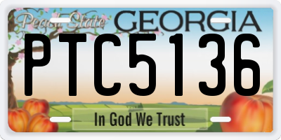 GA license plate PTC5136