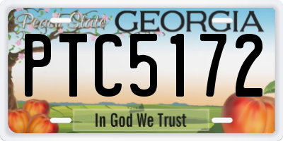 GA license plate PTC5172