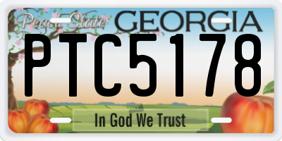 GA license plate PTC5178