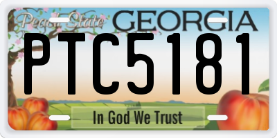 GA license plate PTC5181