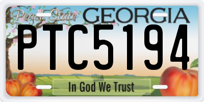 GA license plate PTC5194