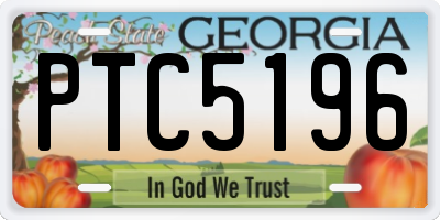 GA license plate PTC5196