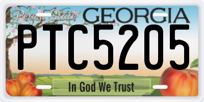 GA license plate PTC5205