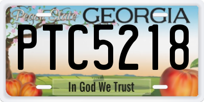 GA license plate PTC5218