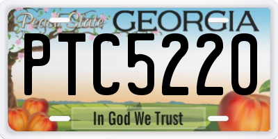 GA license plate PTC5220