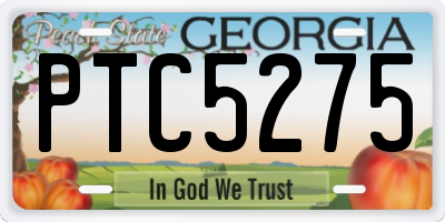 GA license plate PTC5275