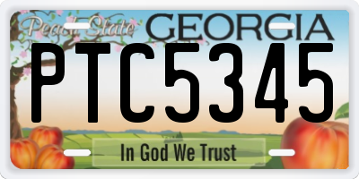 GA license plate PTC5345
