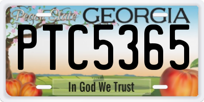 GA license plate PTC5365