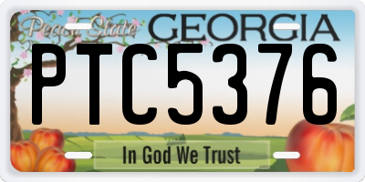 GA license plate PTC5376