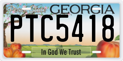 GA license plate PTC5418