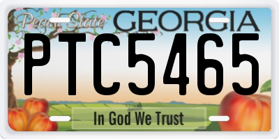 GA license plate PTC5465