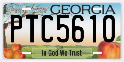GA license plate PTC5610