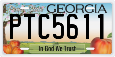 GA license plate PTC5611
