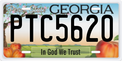 GA license plate PTC5620