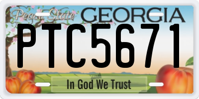 GA license plate PTC5671