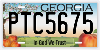 GA license plate PTC5675