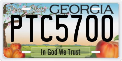 GA license plate PTC5700