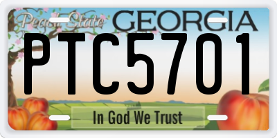 GA license plate PTC5701