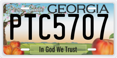 GA license plate PTC5707