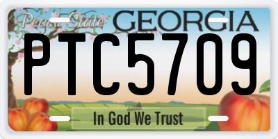 GA license plate PTC5709