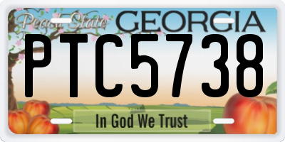GA license plate PTC5738