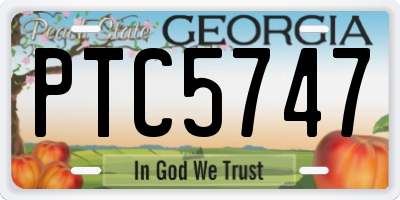 GA license plate PTC5747