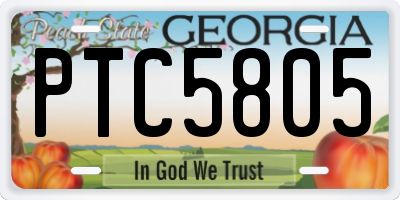 GA license plate PTC5805