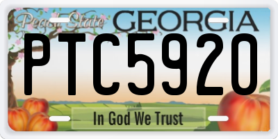 GA license plate PTC5920
