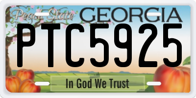 GA license plate PTC5925